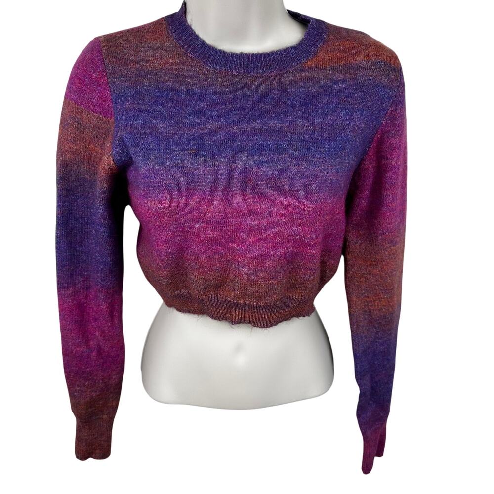 Dreamers by Debut Cropped Crewneck Sweater Open Back Boho Purple Size XS